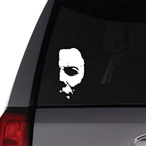 Michael Myers Creepy Half Face Vinyl Sticker - Waterproof Decal for Car, Laptop, Indoor & Outdoor Use