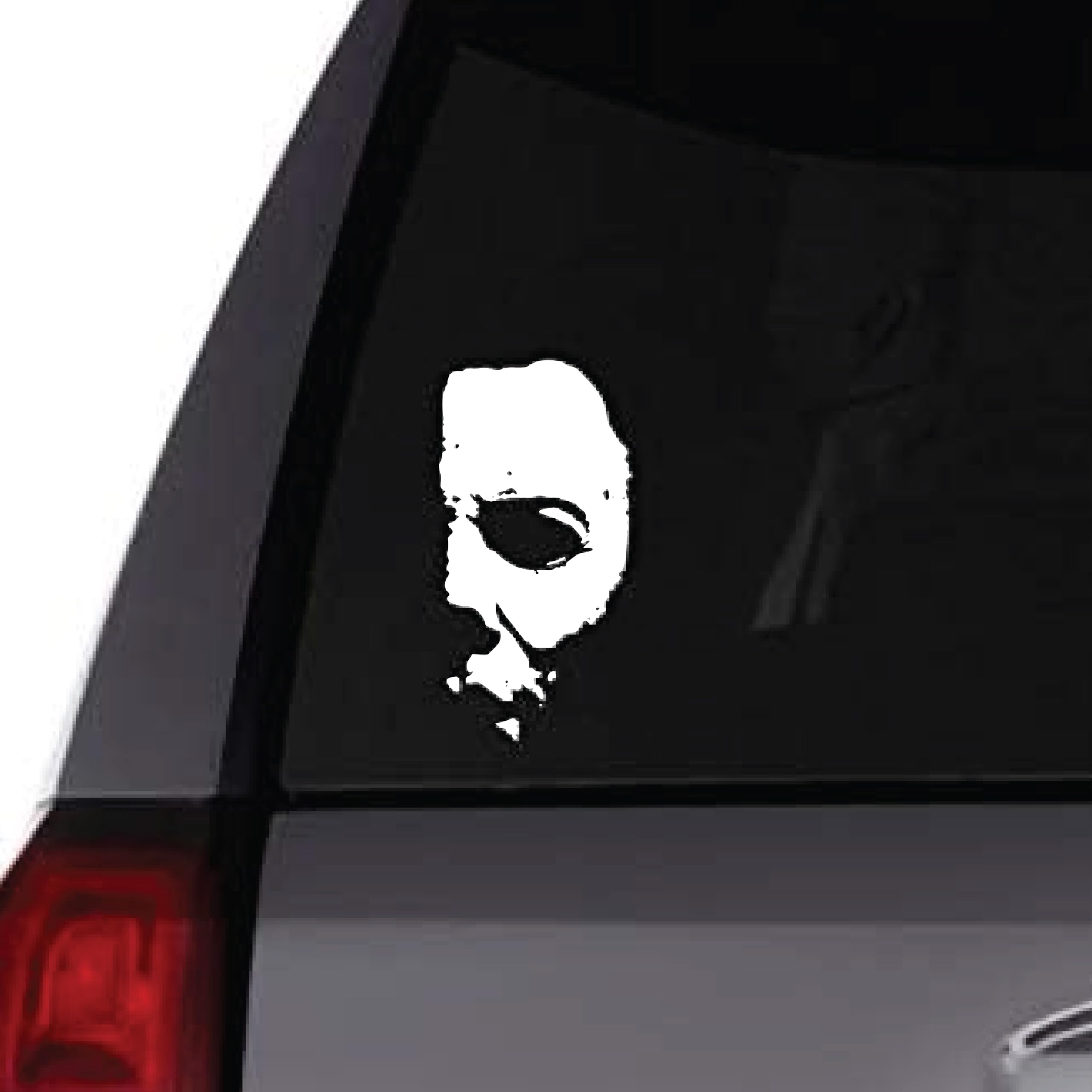 MAZ DISTRIBUTIONS – Michael Myers Creepy Half Face Sticker – Vinyl Scary Half Michael Myers Face Sticker for Car, Truck – Indoor and Outdoor Use – Waterproof Decal for Laptop and iPad -Maz 341 (White)