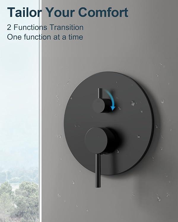 GRANDJOY Shower System with Handheld Spray, 10" Wall Mount, Matte Black by GRANDJOY - Used condition - Image 3