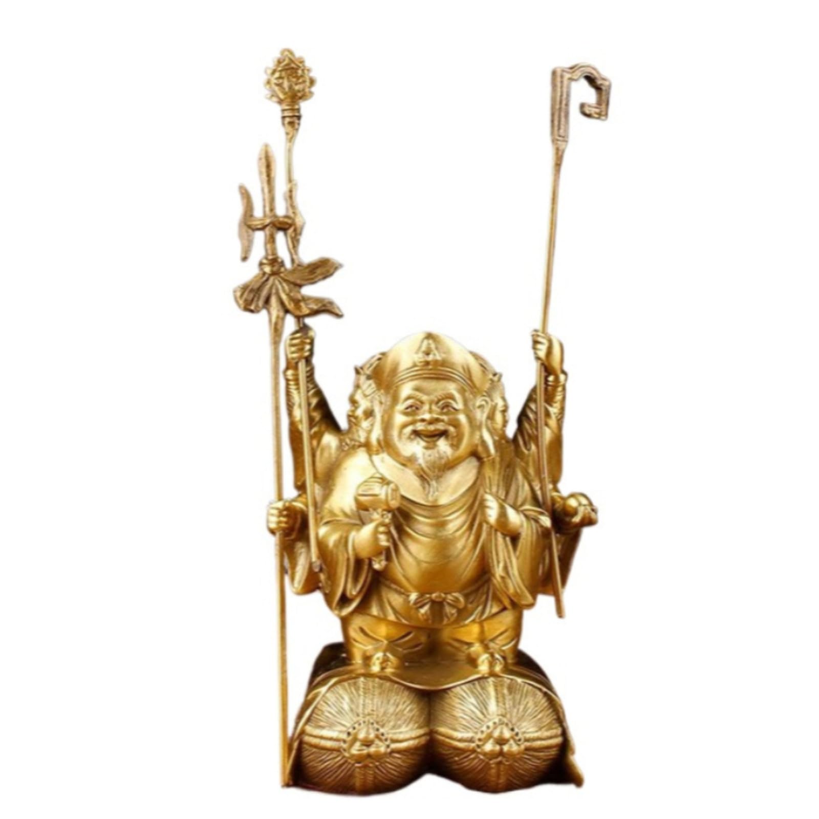 Estatua de Buda del Dios de la Riqueza de cobre puro, 10 cm, decoración de dibujo de dinero de tres caras