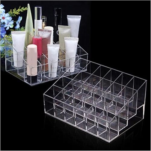 Miniatura 2 de HANRUO 24 Grid Lipstick Box Acrylic Makeup Organizer Storage Box Lipstick Nail Polish (Color  C Black 1PC)