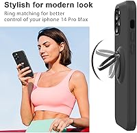 Vista 3 de MOCCA Funda compatible con iPhone 14 Pro Max con soporte de anillo, silicona líquida, forro de microfibra, antiarañazos, cuerpo completo, a prueba