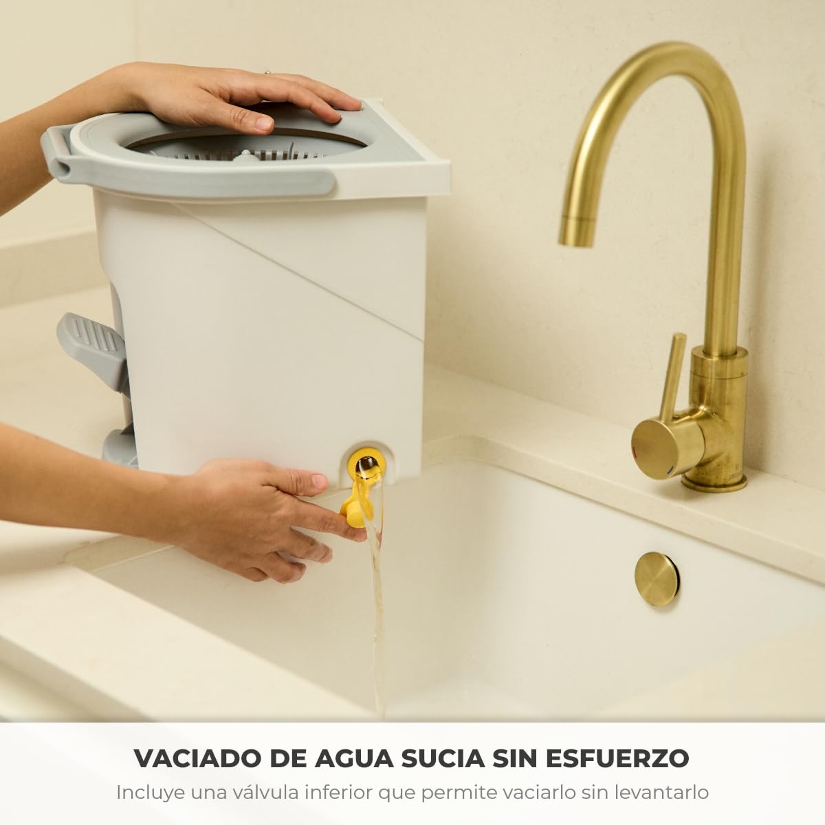 NEWLUX - Fregona autoescurrible Turbo Dual V160 con Mango telescópico 73,5-133,5cm. Juego de Cubo fregona con Pedal, Doble depósito Agua Limpia y Sucia, Cabezal 360º, Incluye 3 mopas Microfibra