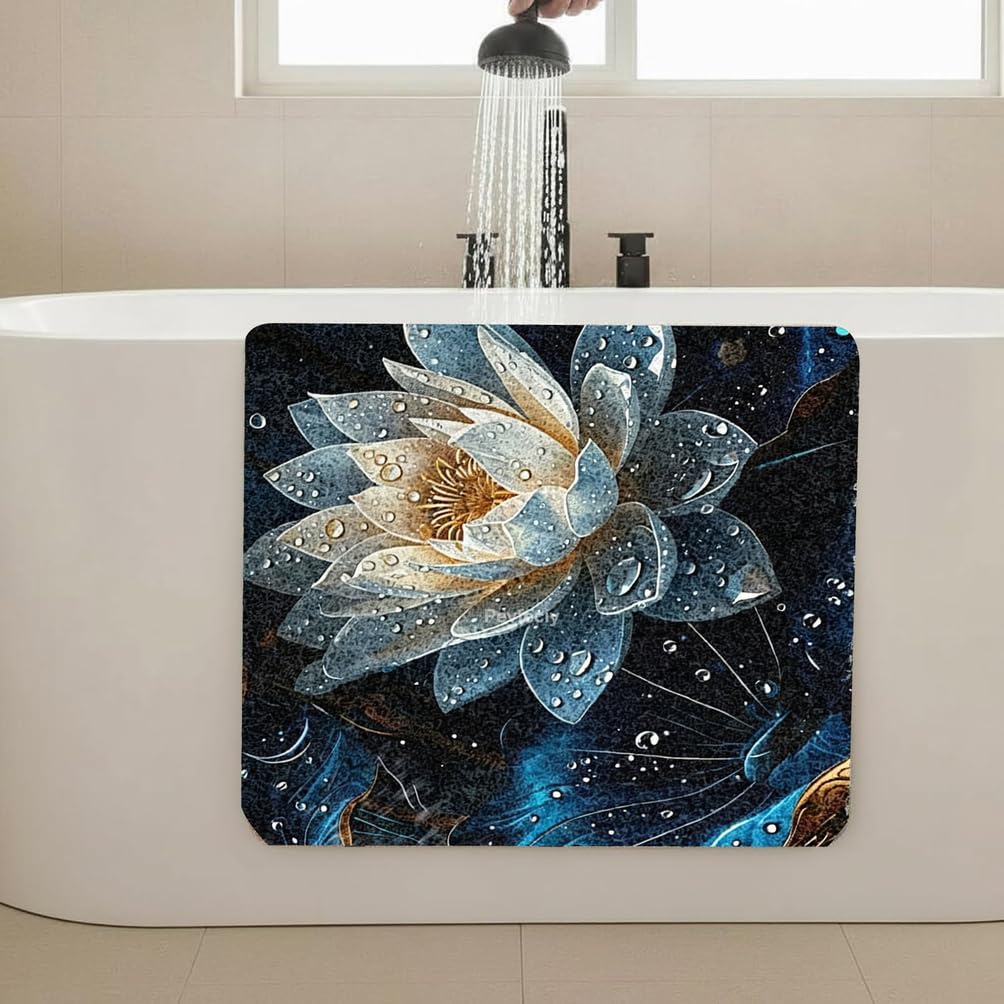 Pevfeciy Tapis de Douche antidérapant 75X75 cm Tapis antidérapant Douche de Motif de Lotus en PVC Doux et avec Trous de Drainage Haute perméabilité à l'eau adapté aux Zones humides