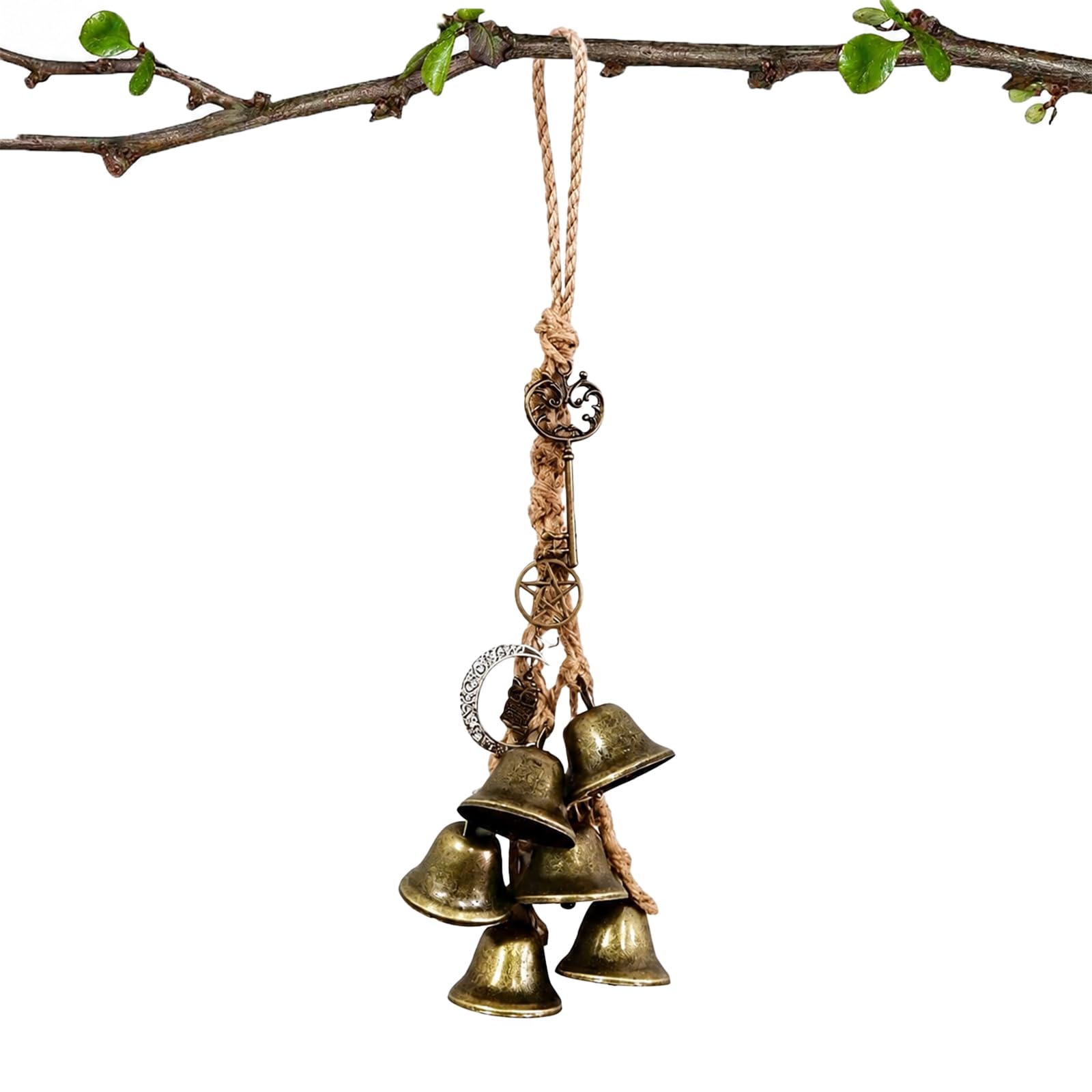 Kaaeiccr Wind Chimes, Witch Bells, 6 Vintage Metal Bells, Garden Decor