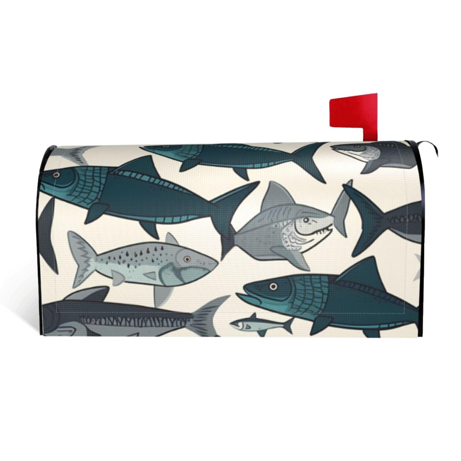 Fish Mailbox Covers Magnetic Standard Size 21x18 in, Decorative Post Letter Box Cover Waterproof Mailbox Wraps Outdoor Post Wraps for Garden Yard Home Decor