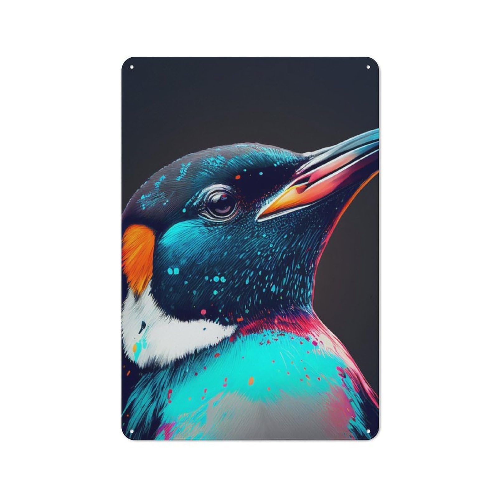 Junmoney Penguin Animal Colorful Metal Sign 30X20cm With For Hallway Wall, Vintage Decor, For Garage, Workshop And Man Cave Decoration
