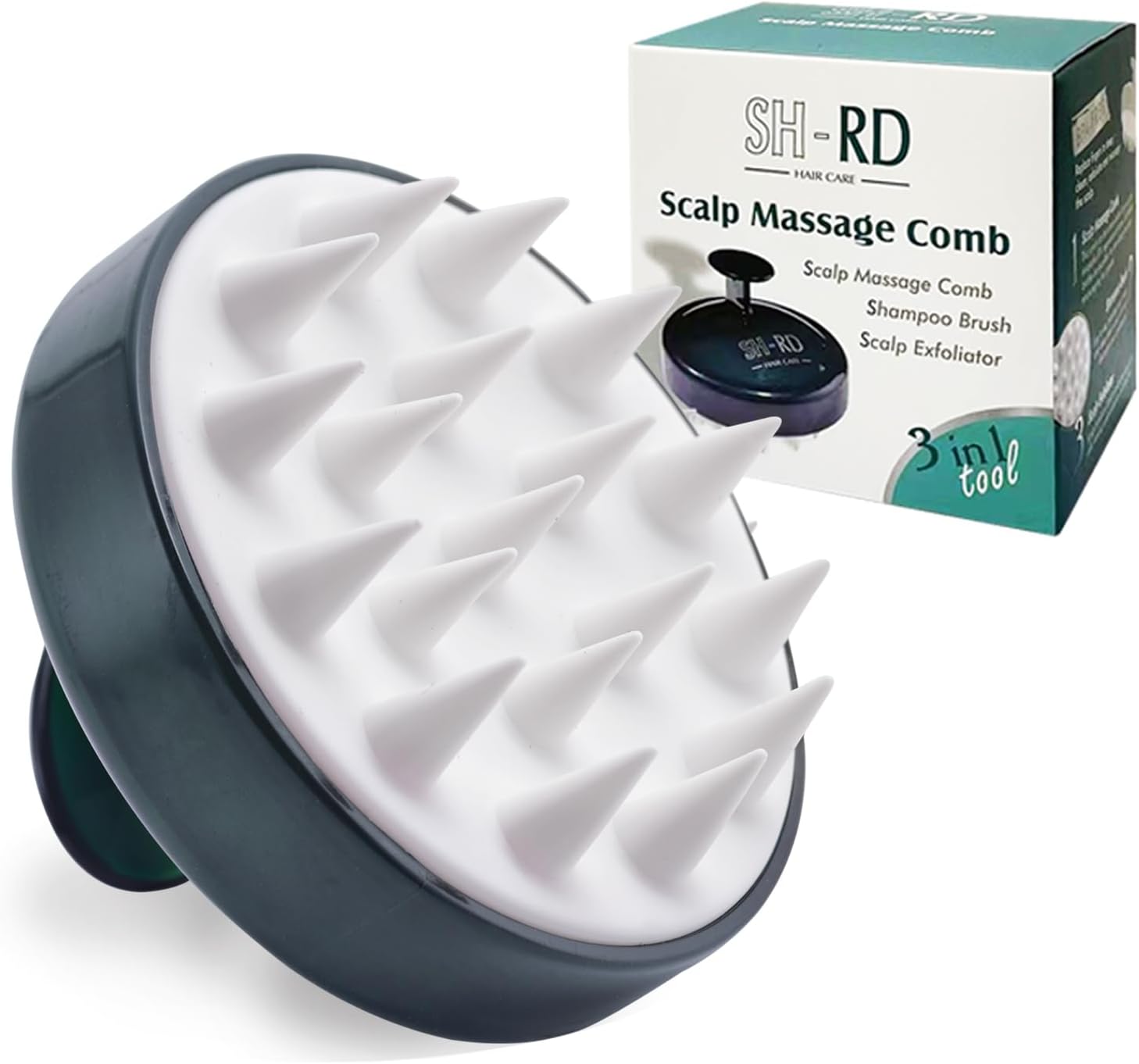 SH-RD Scalp Scrubber Massager | Shower Hairbrush w/Soft Silicone Bristle | Scalp Exfoliator for Gentle Cleaning & Hair Growth | Shampoo Brush for All Hair Types, Unisex