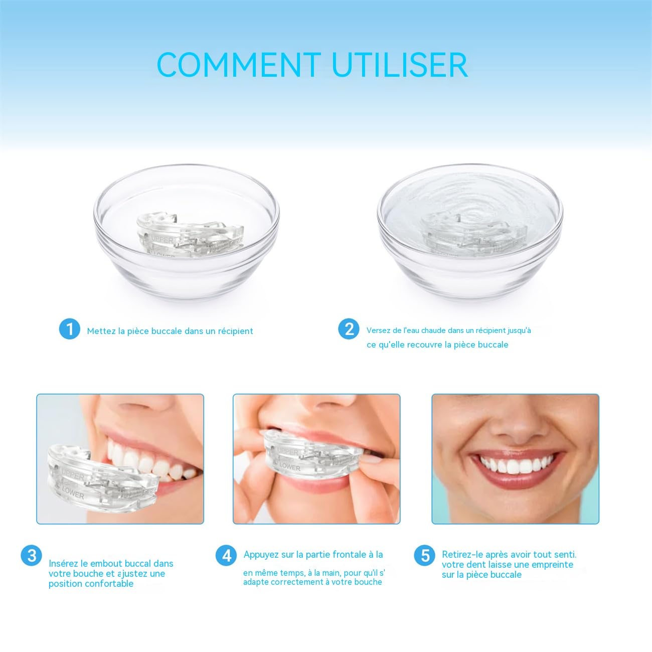 Gouttière Anti-Ronflement Réglable – Orthèse d’Avancée Mandibulaire Confortable – Appareil Anti Ronflement pour Dormir – Protège-Dents Souple, Ajustable & Facile à Nettoyer