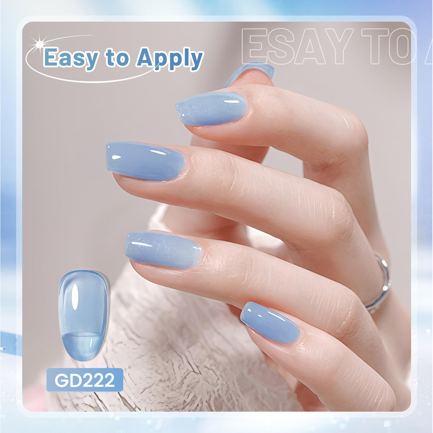 JODSONE 10ml 6 Colors Jelly Gel Nail Polish Set Ocean Blue Turquoise Gel Polish with Crystal Long Lasting All Seasons Need U V Lamp - Image 3