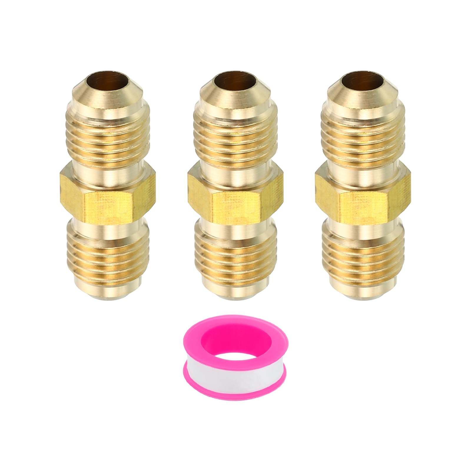 PATIKIL 1/4 Zoll Außen x 1/4 Zoll Außen Verbinder, 3 Stück SAE 45 Grad Flare Messing Adapter Union Rohrkupplung Flare Rohrverschraubung für Luft-, Gasleitungen
