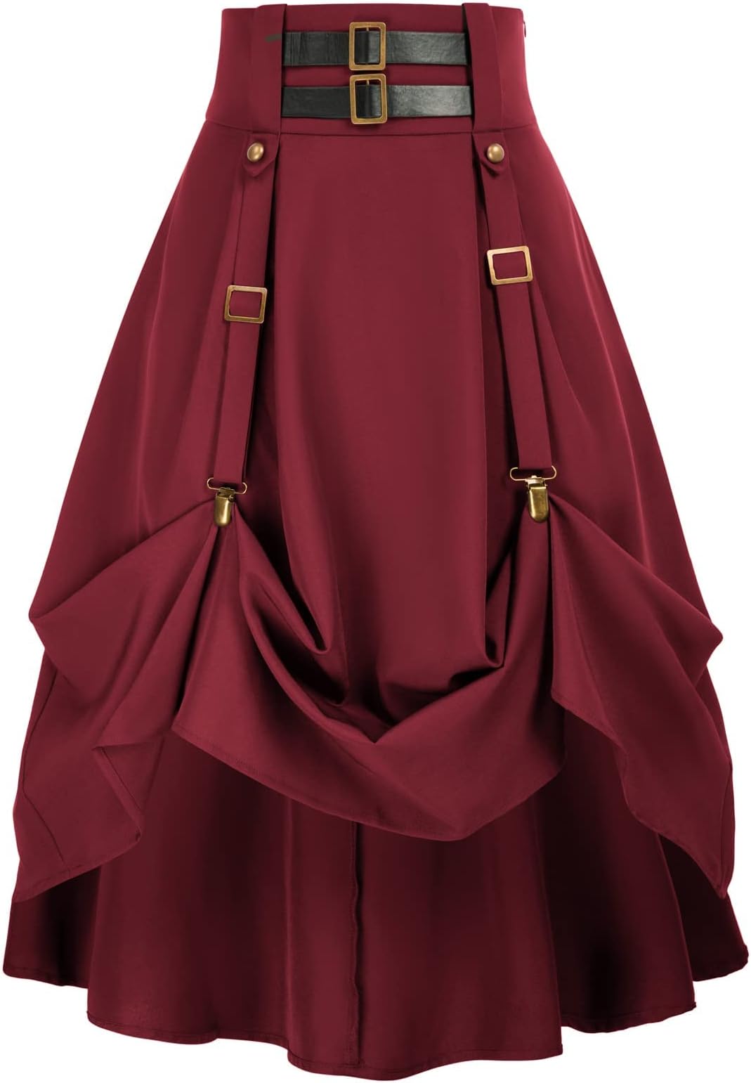 Scarlet DarknessPirate Skirt for Women Goth Steampunk Skirt High Waist Midi A-Line Skirts with Pockets S-2XL