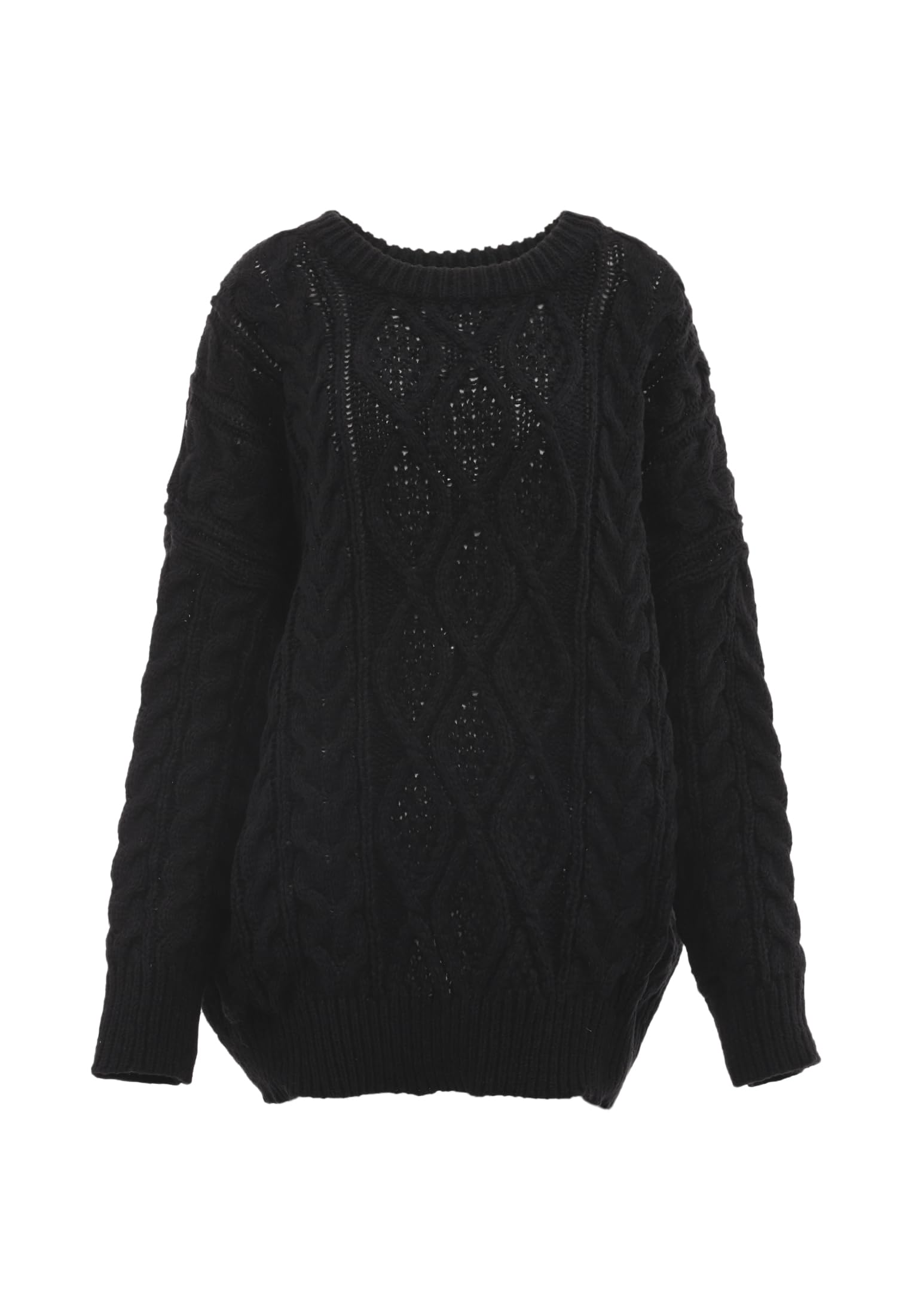 Sookie Maglione da Donna con Scollo Rotondo E Treccia in Poliestere, Taglia XL/XXL
