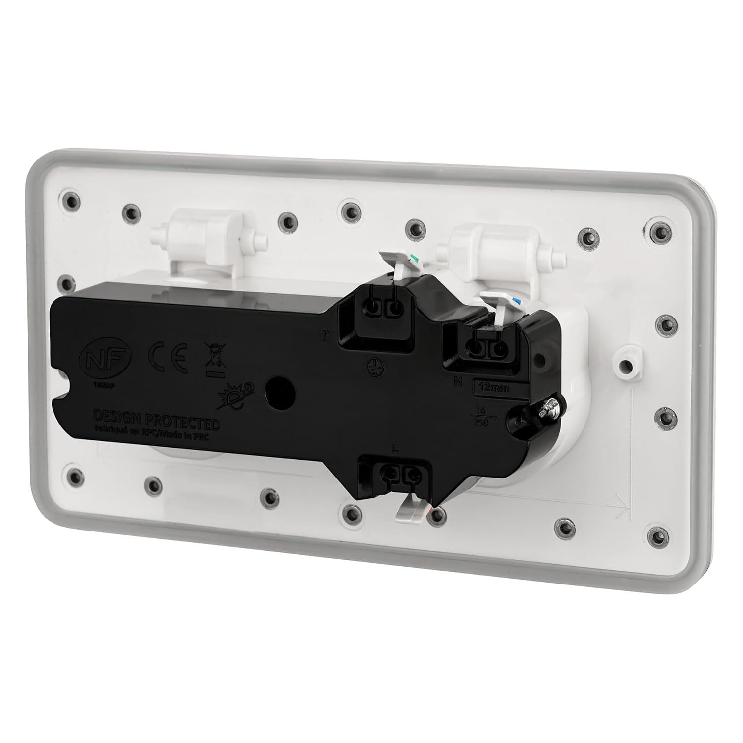 Metall Doppel Einbausteckdose, Bodensteckdose IP55, Klappdeckel, Steckklemme, Typ E Französisch