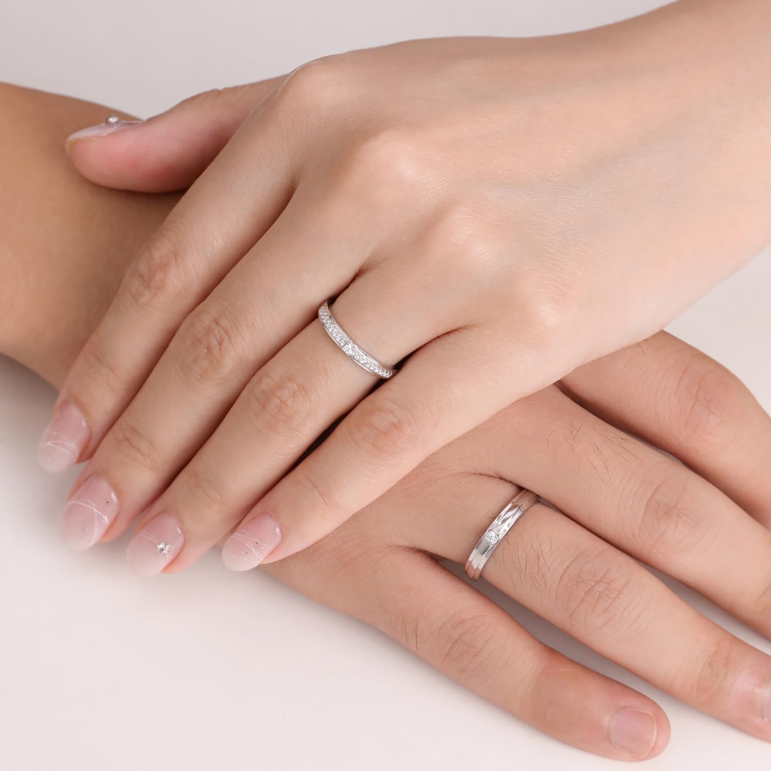 Meissa Alianzas de Plata Pareja Anillo Pareja para Hombre y Mujer en Plata 925 Anillo de Boda Promesa Compromiso regulable Anillo regalo aniversario pareja (Juego de dos anillos)