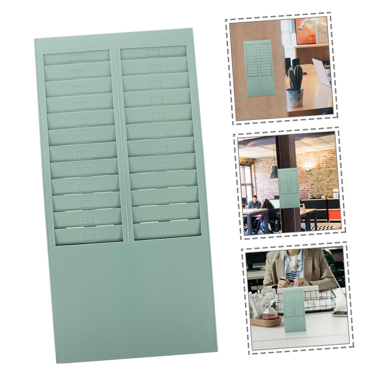 Supporto da Muro per Cartellini Lavoro 24 Slot per Schede, Porta Biglietti da Visita Resistente per Ufficio e Registratore