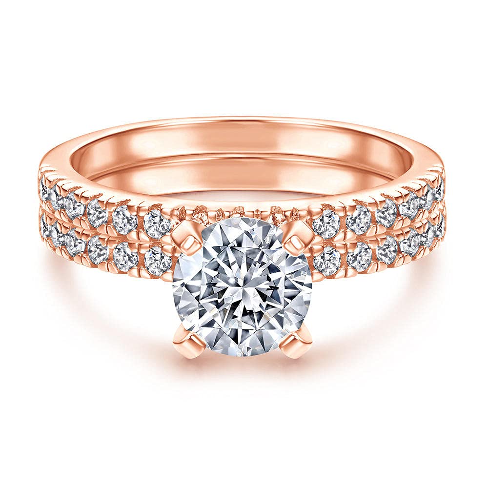 WXKAGF Silberring-Set, Verlobungsringe für Sie, platiniertes 925er-Sterlingsilber, Elegantes Temperament, einfache Persönlichkeit, eingelegte Zirkon-Eheringe für Frauen/Mädchen/Frau/Freundin-29_US-9