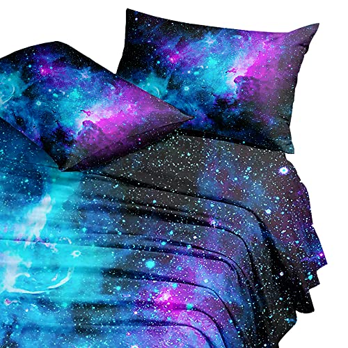 Hommomh Bedding Duvet Cover Set Nebula Galaxy Print For Man Woman Teen, 1 Duvet Cover With 2 Pillowcases, Easy Care, Queen Size #TOP1