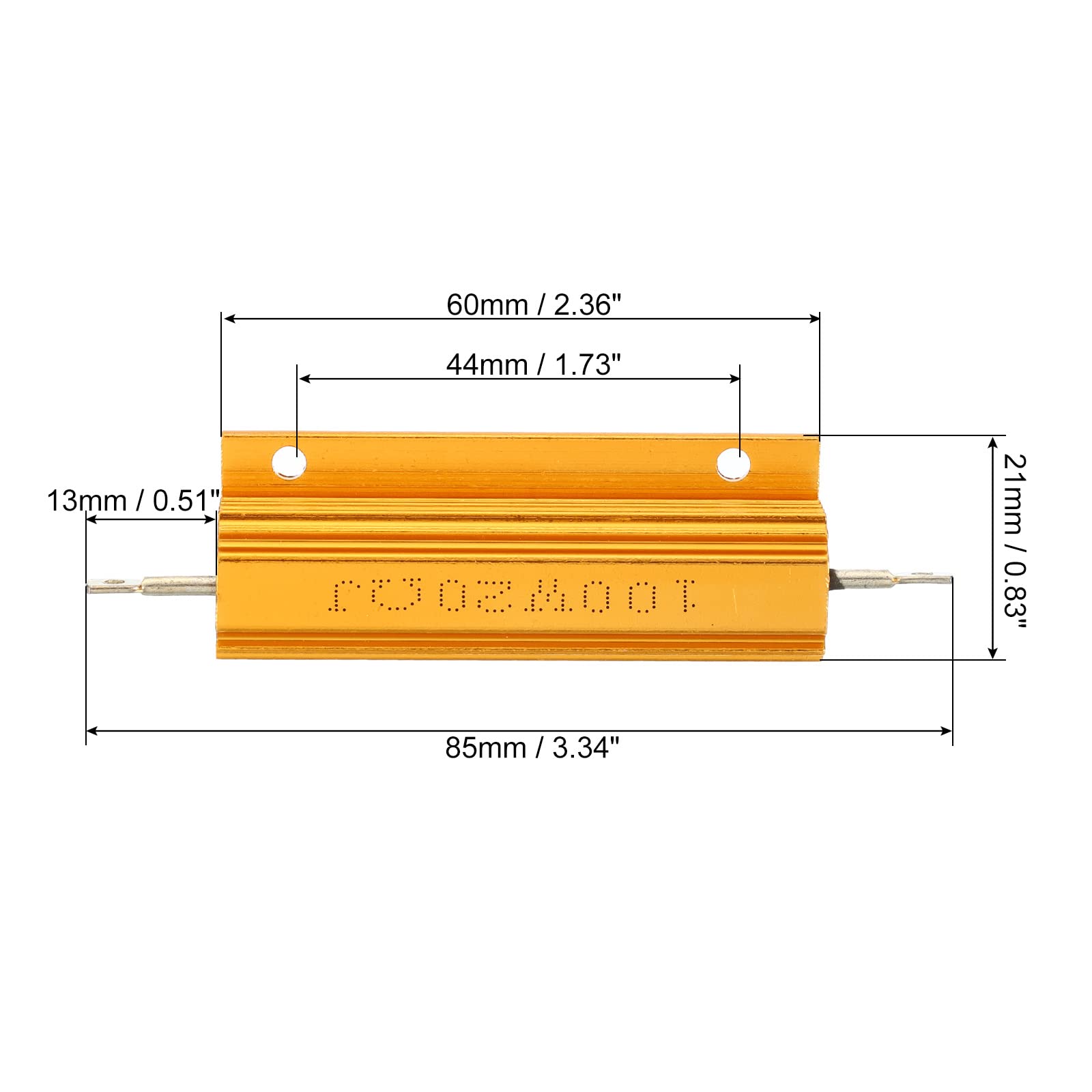 Resistencia De Carcasa De Aluminio 100W 20 Ohm | Pack De 5 Unidades | Para Electrónica E Iluminación, Montaje En Chasis