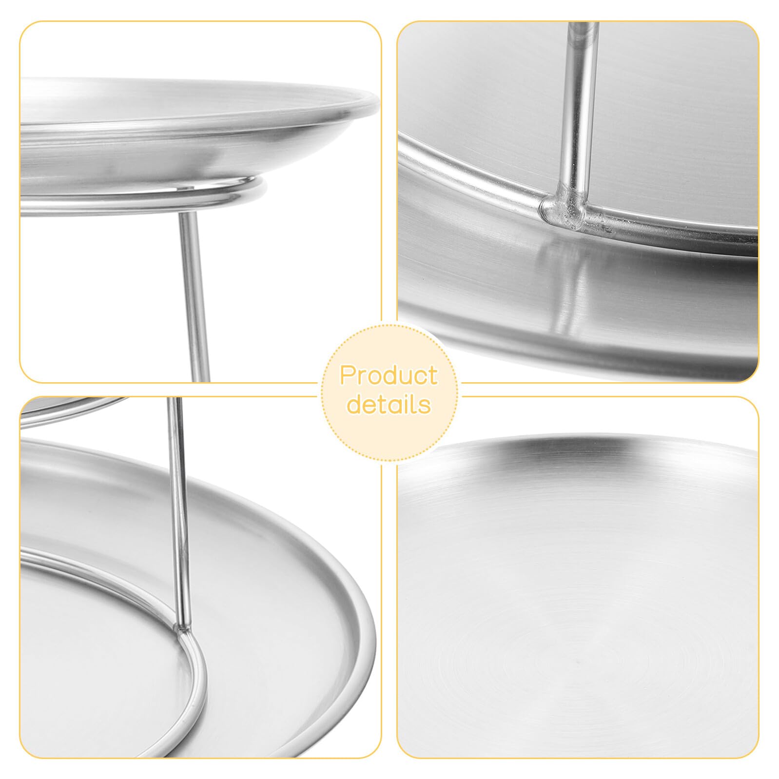 ULTECHNOVO Vassoio a Doppio Strato in Acciaio Inossidabile Porta Dolci Riutilizzabile e Decorativo Elegante e Semplice per Tavola Dessert per Feste e Ringraziamenti