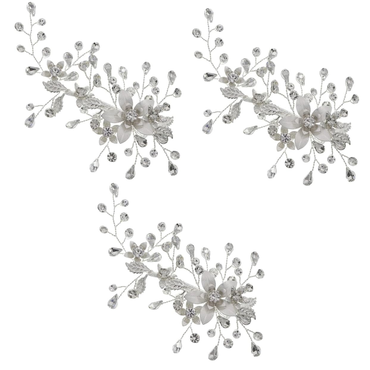 Abaodam 3stücke Braut Haarschmuck Blumen Haarspange Mit Strass Elegantes Accessoire Für Hochzeiten Partys Und Besondere Anlässe Geeignet Für Lange Und Dicke Haare Sicher Und