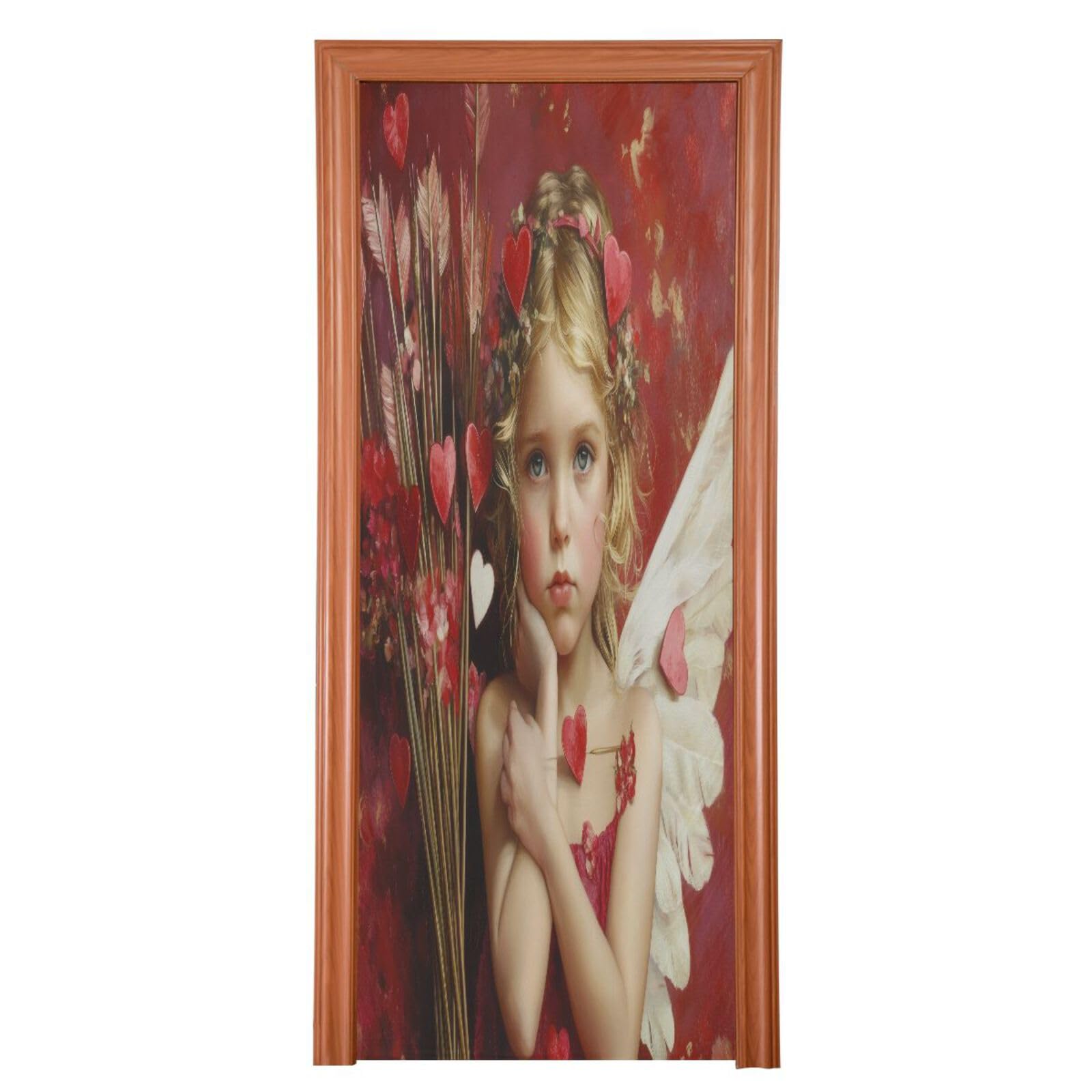 FLildon Love God Wings Valentine's Day Door Cover Decoration, Party Accessory Porch Decor for Festive Ornament Room Door Covers 36 x 98 Inch