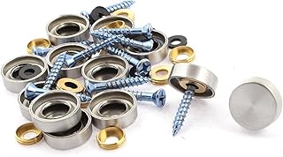 Aexit 15mm Dia Quality Parts Tea Table Decorative Screw Cap Mirror Nails Silver Tone 12PCS Model:50as330qo690