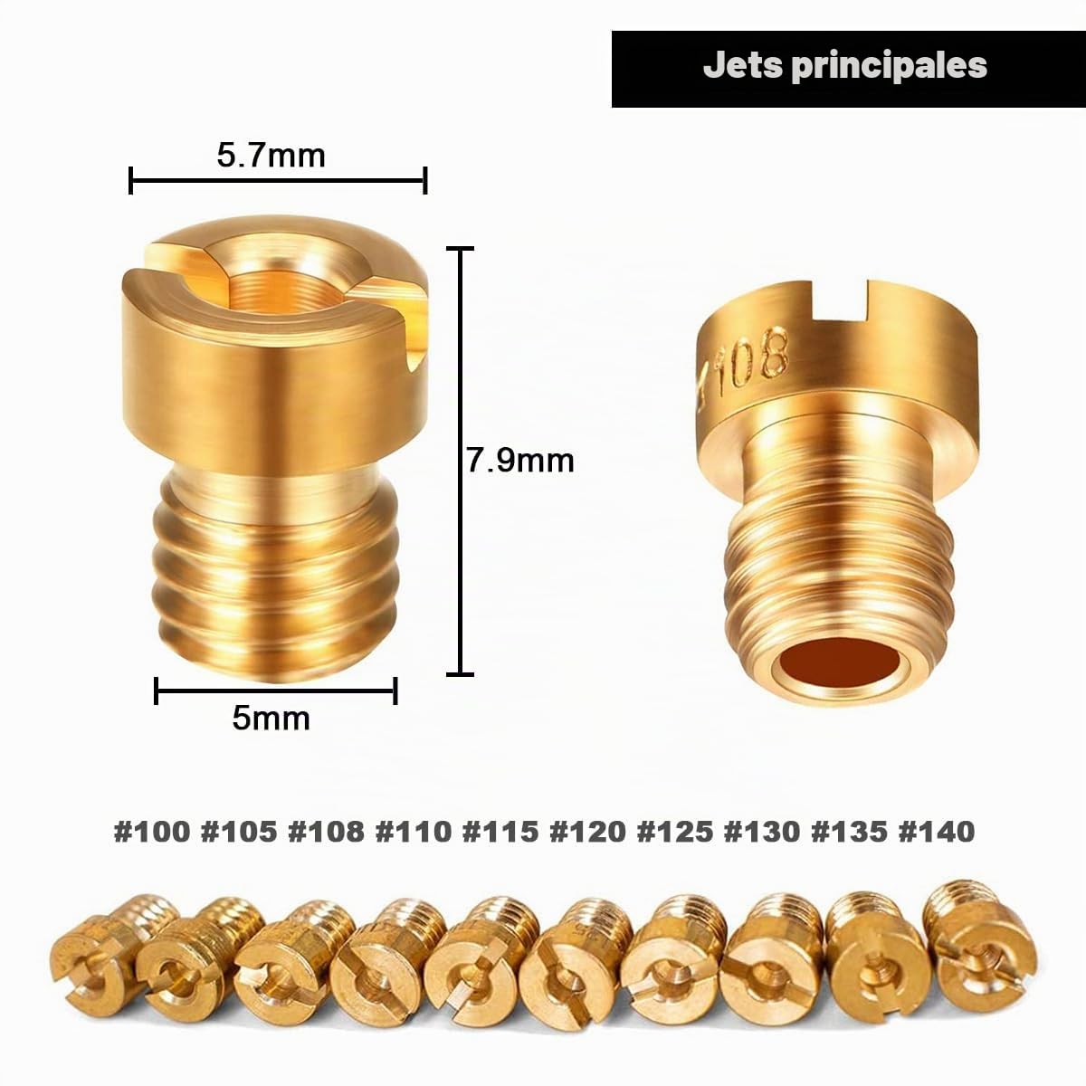 ZAMDOE Juego de 40 surtidores de carburador para carburador PWK Keihin OKO CVK KOSO PE PWM (30 surtidores principales y 10 surtidores de piloto lento), con kit de cepillo de limpieza de carburador