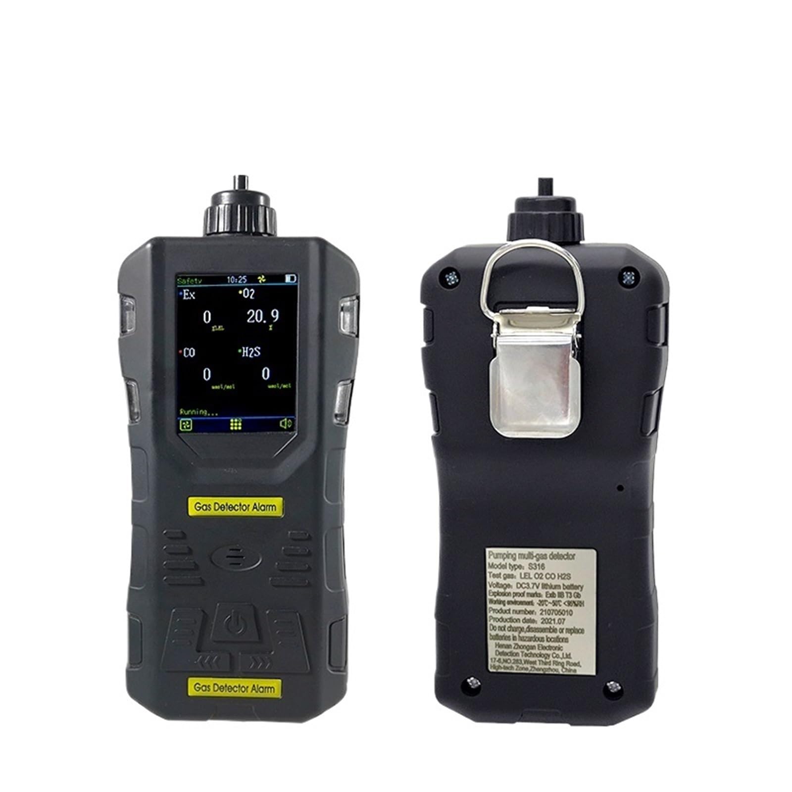 Détecteur de gaz Portable 4 en 1, Combustible, Toxique, Inflammable, for Espace Clos, chlorure d'hydrogène