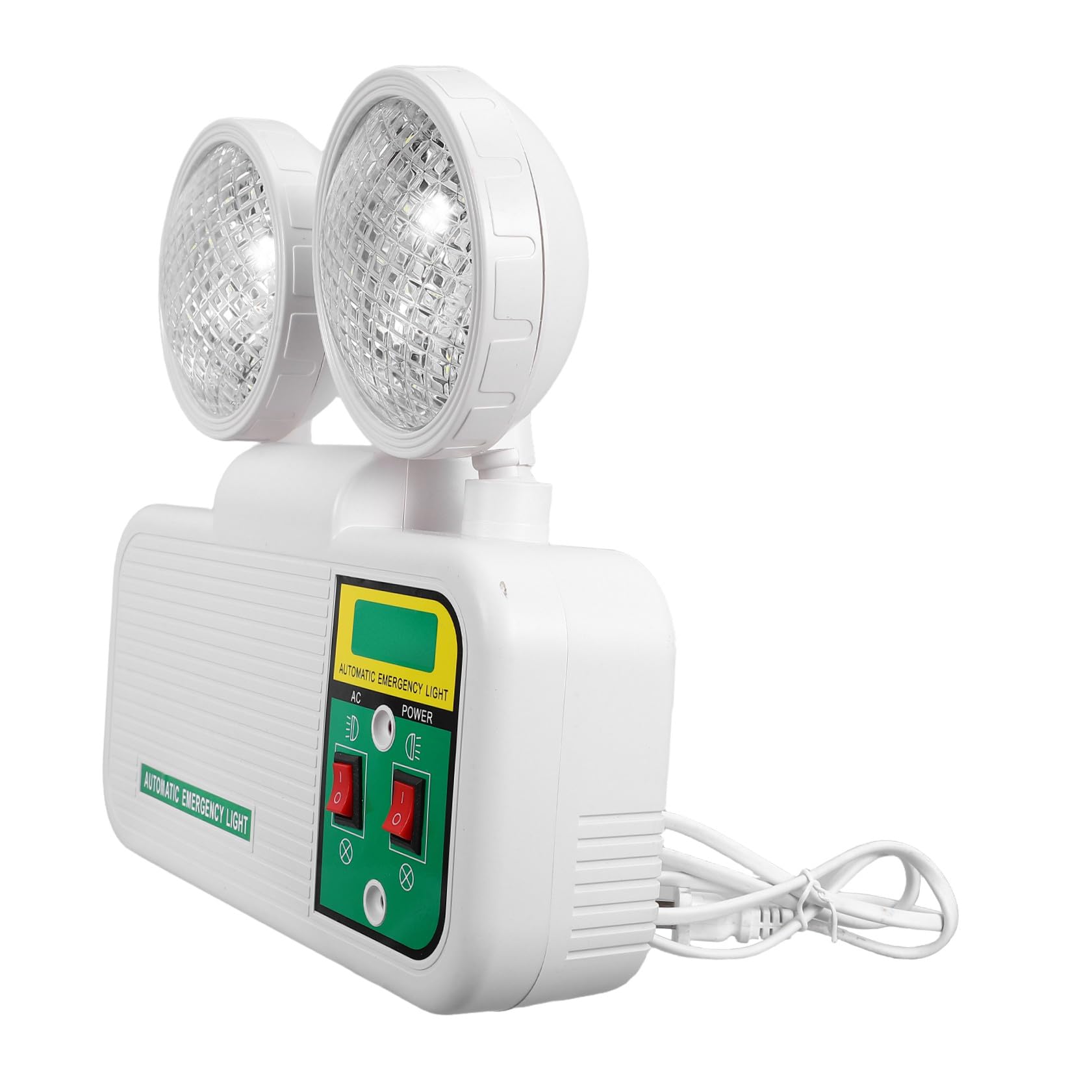 Ciieeo Lampada di Emergenza LED a Doppia Testa da Parete per Corridoi | Bianco Plastico, Testa Regolabile Ritardante Fiamma, per Vie di Evacuazione in Scuole e Supermercati