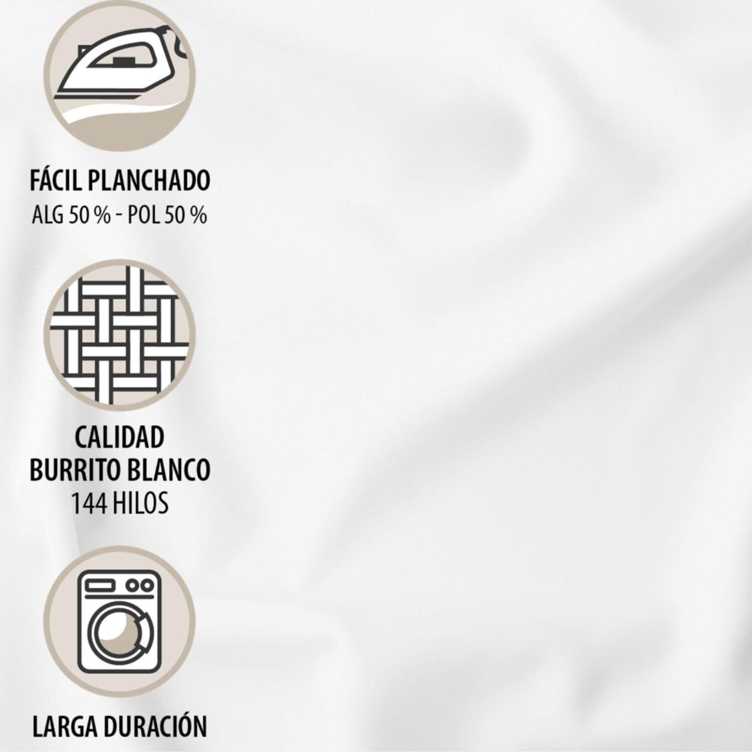 Burrito Blanco | Juego de sábanas | Cama de 135cm. (+Medidas Disponibles) | Diseño 550 | Color Arena (135x190/200cm.)