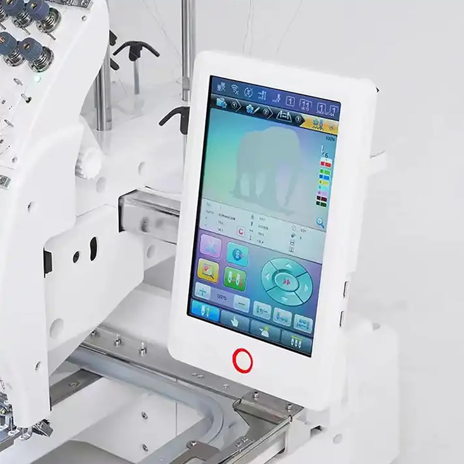 Commercial Embroidery Machine, 12 Needles Single Head Computerized Embroidery Machine with 20 * 30cm Large Embroidery Area, 1000 Rpm Speed, for Hats and Clothing Embroidery