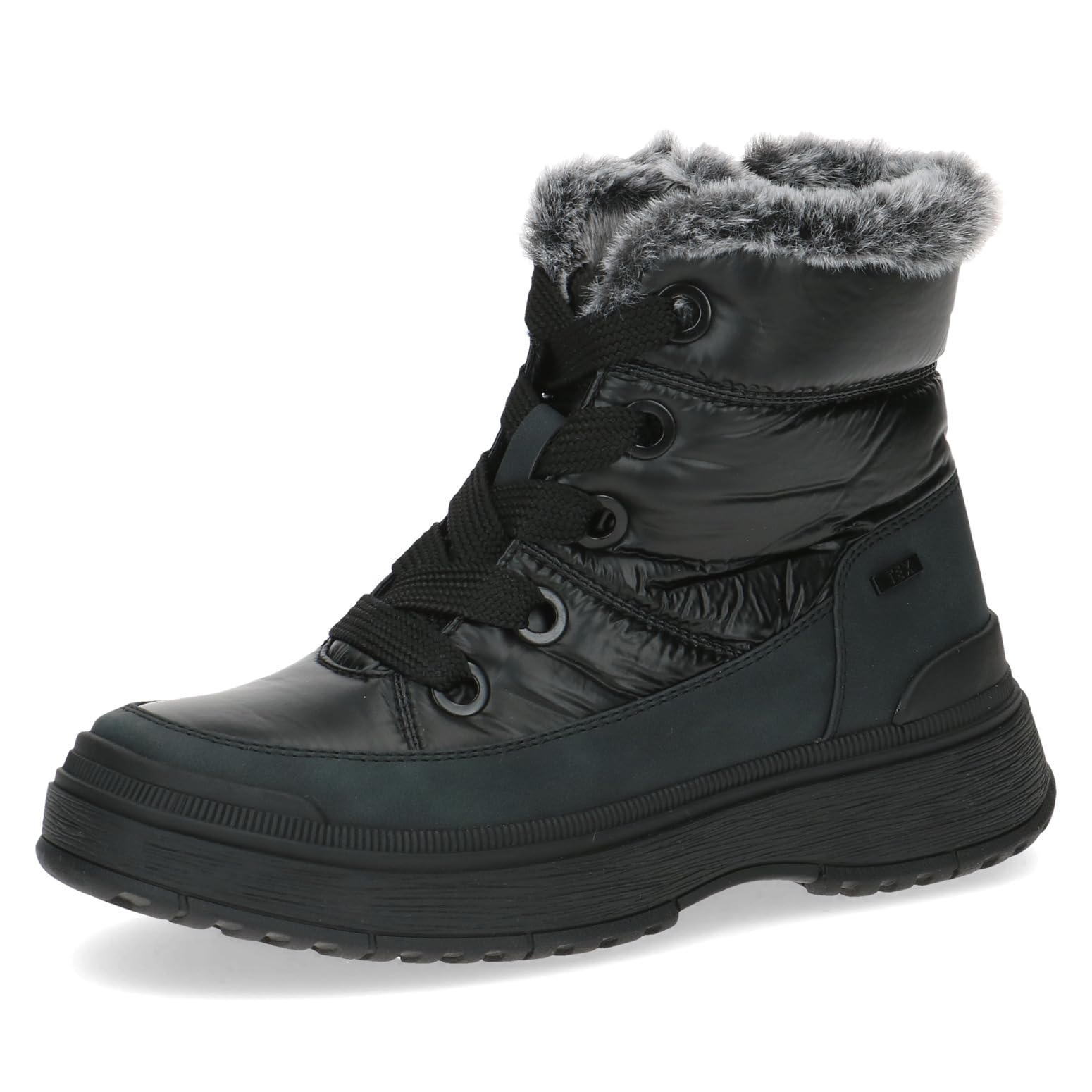 CAPRICE Women's winter ankle boots lace-up Airmotion Lined with zipper Width G, Black (Black Comb), 3.5 UK