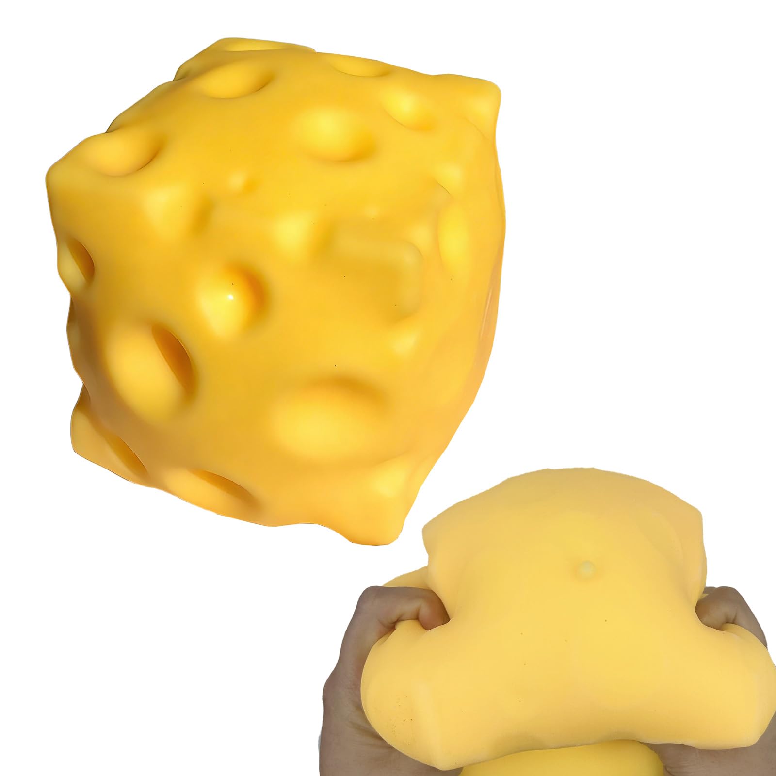 Photo 1 of ***DAMAGED*** Giant 5 Inch Stress Relief Cheese Squeeze Toy -Extra Large Moldable Squishy Toy with Soft Tofu-Like Feel, Sensory Fidget Toy for Anxiety & Frustration Relief
