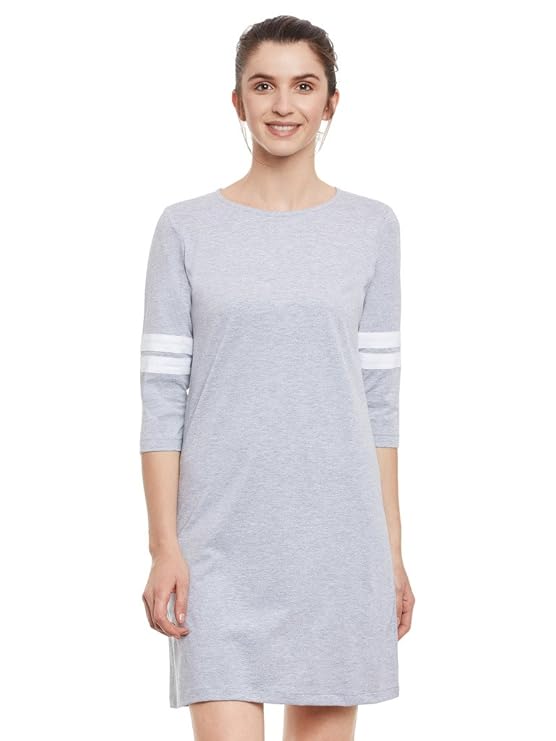 Miss Chase Womens Super Soft Solid Round Neck 3/4th Sleeves Paneled Color Block Mini Shift Dress at Rs. 249
