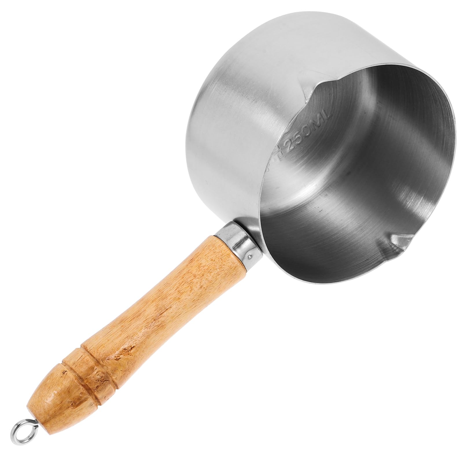 Alipis Mini Milk Warmer Pot Butter Warmer Dual Pouring Oil Pot Soup Warmer Pan with Wood Handle Cheese Melt Pot for Kitchen Tool 250ML, 1.00X1.00X1.00CM, N30UFKW83012394S