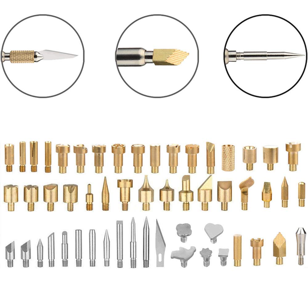 Develoo Wood Burning Accessories, 53 Pcs Wood Burning Pen Tips Soldering Iron Woodburning Tool Pyrography Wood Burning Pen for Woodburning Leather Burning Soldering DIY
