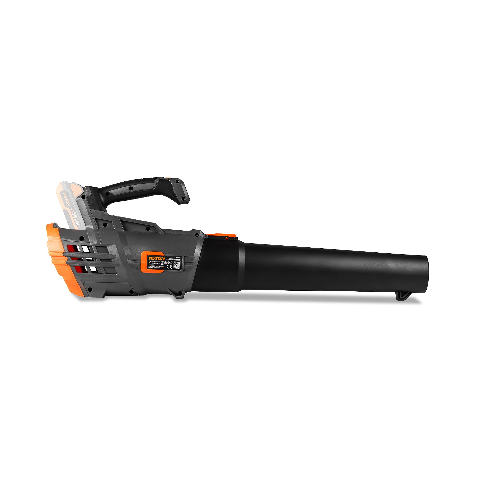 Soplador de Hojas a batería FUXTEC FX-E1LB20. Se Entrega sin batería ni Cargador. 20V 210W - inalámbrico para el jardín, la acera y el Camino - silencioso - hasta 38m/s