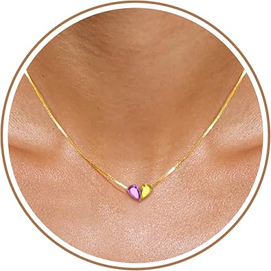Birthstone Necklace for Women Dainty Gold Necklace with 2 Birthstone Christmas Stocking Stuffers Teen Girl Gifts Trendy Stuff Birthday Gift Moms 2025 Graduation Gift Adjustable Anniversary Jewelry for Daughter Girlfriend Friend