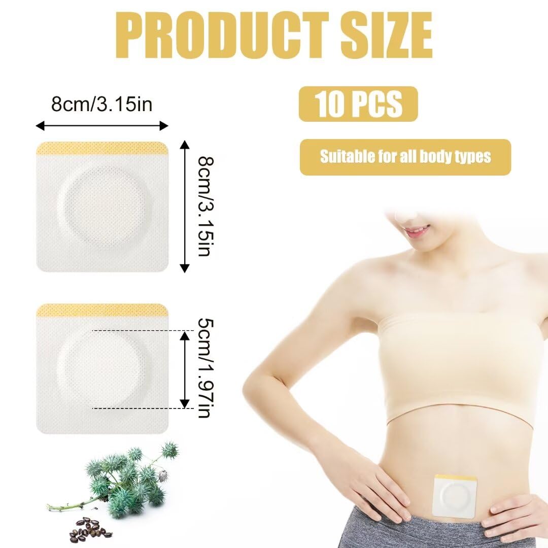 10pcs Castor Oil Wrap for Belly Button, Single-Used Castor Oil Patches Belly Button Cover for Dress Self-Adhesive Compress Pads Anti-Leakage Highly Absorbent (Castor Oil Not Included)