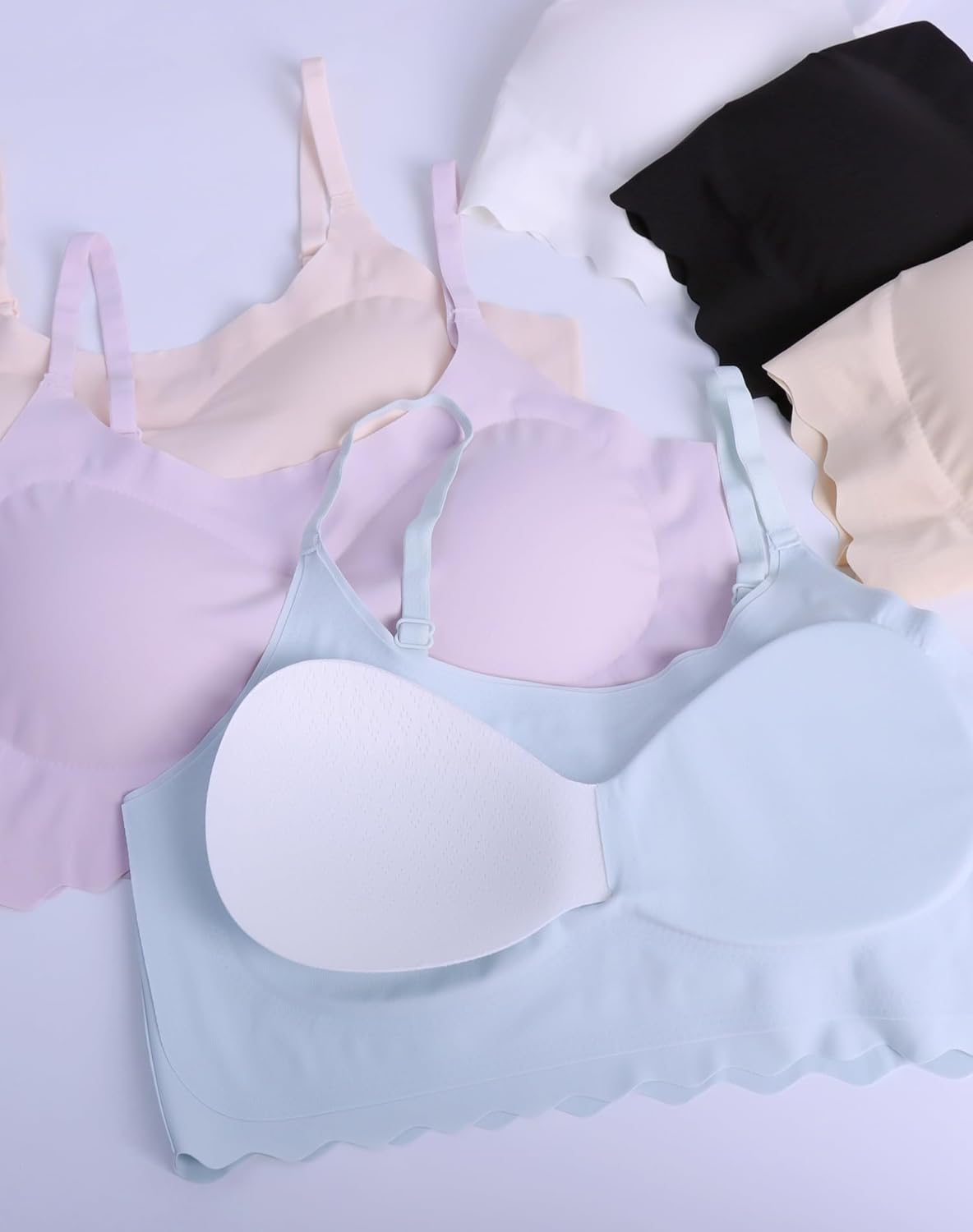 Finihen Teen Girls Seamless Training Bra No Show Sports Bra with Removable Padding Adjustable Strap Multipack. - Image 5