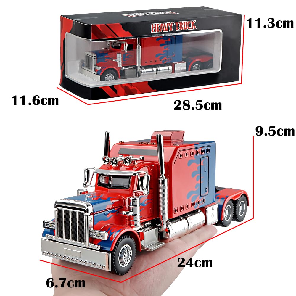 Amazon.com: Toy Semi Heavy Truck Model 1/24 Red Alloy Collectible