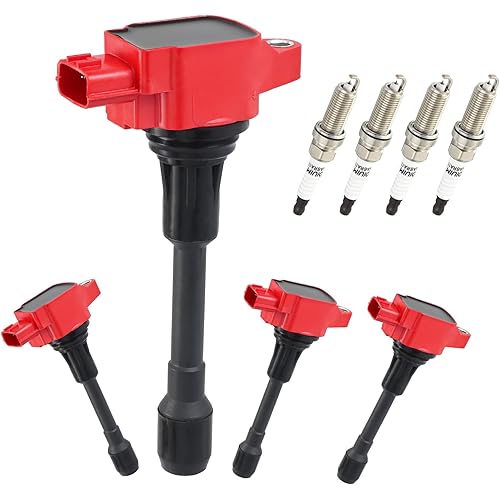 UF549 Ignition Coil Iridium Spark Plug Pack of 4 9029 Compatible with Infiniti Altima Sentra Rogue Versa QX70 Cube NP300 FX50 M56 QX60 Replace UF-549 9029 1.6L 1.4L 1.8L 2.5L