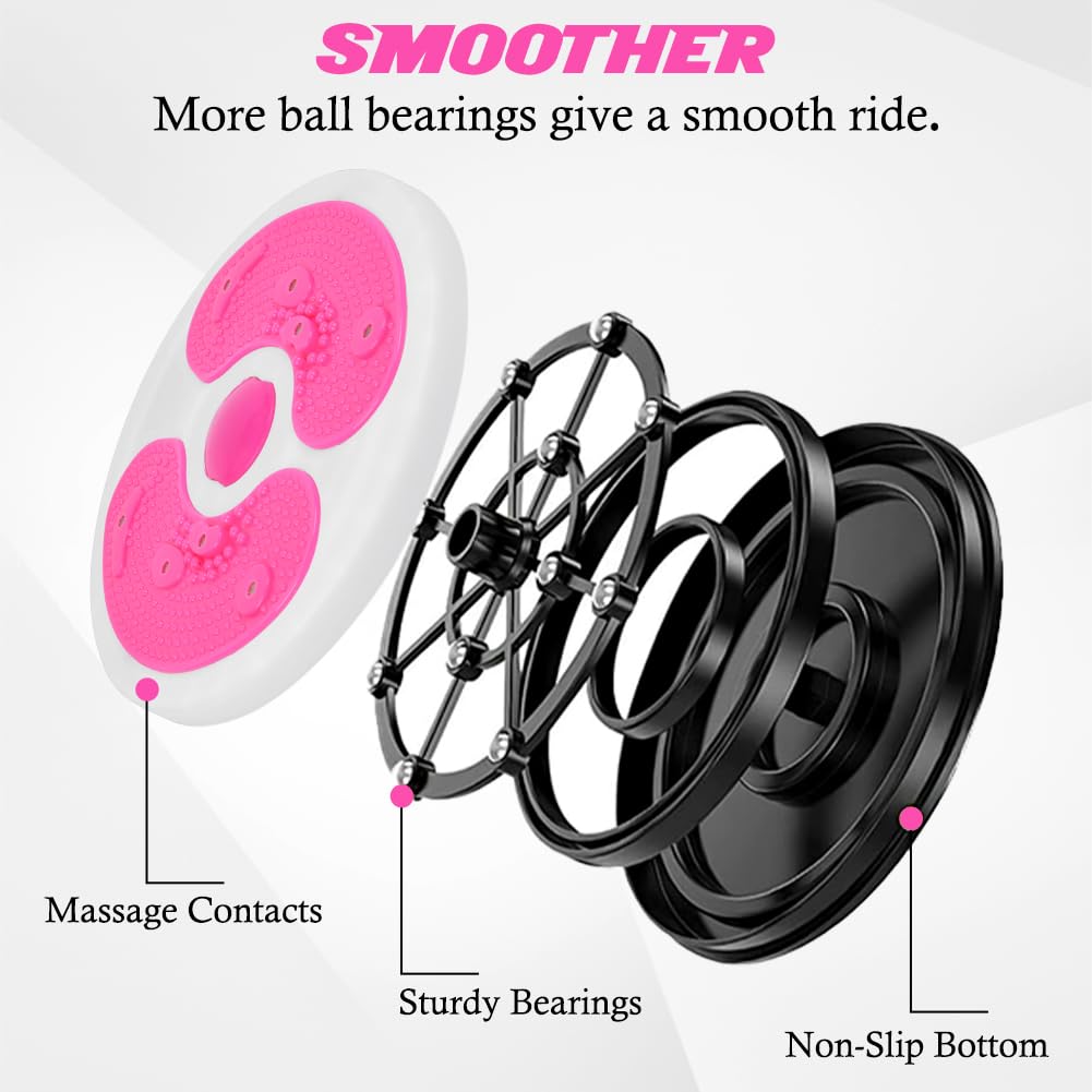 flintronic Twist Cintura Torsión Disc,Fitness Disco Torsión con Correa de Mano, Board Cintura para Adelgazar Fitness para Entrenamiento en Casa con Bandas de Resistencia y Masaje de Pies