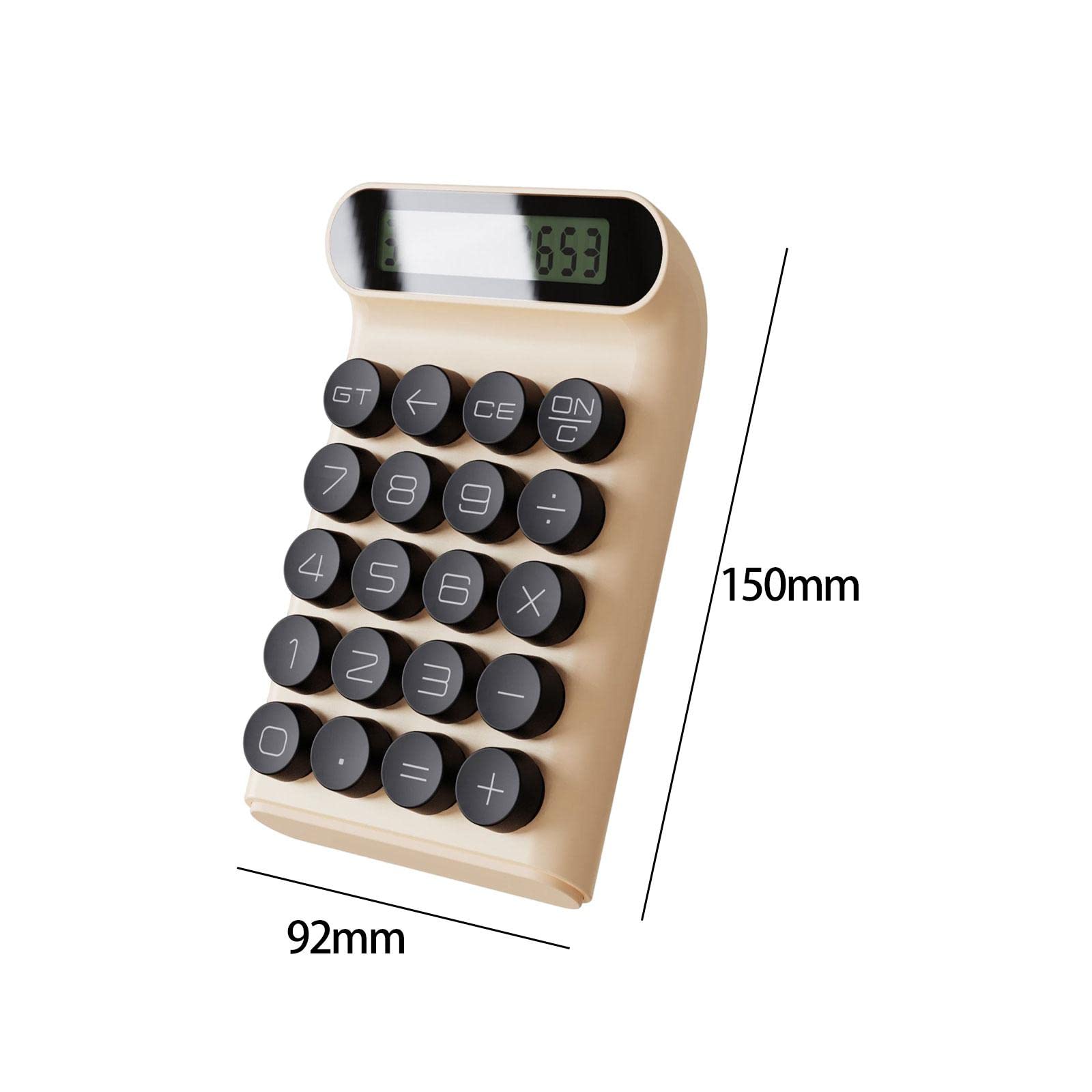 5 set Interruttore Meccanico Calcolatrice Suono Chiaro Linea Semplice Robusto Display a 10 cifre Colore Crema 15x9.2x3 cm