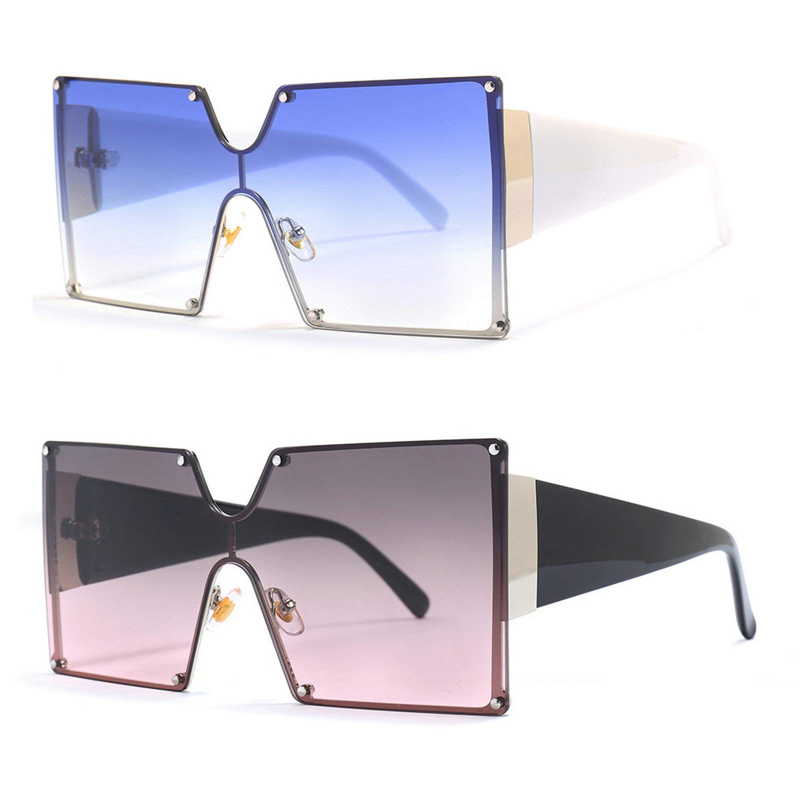 mincl/Oversized Shield Sunglasses Woman 2019 Fashion Luxury Shades UV400 Vintage Flat Top Futuristic Sunglasses