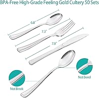 Vista 21 de Platos de papel plateado y servilletas para fiestas, platos blancos y plateados para 24, 168 piezas de decoraciones de fiesta plateadas para boda