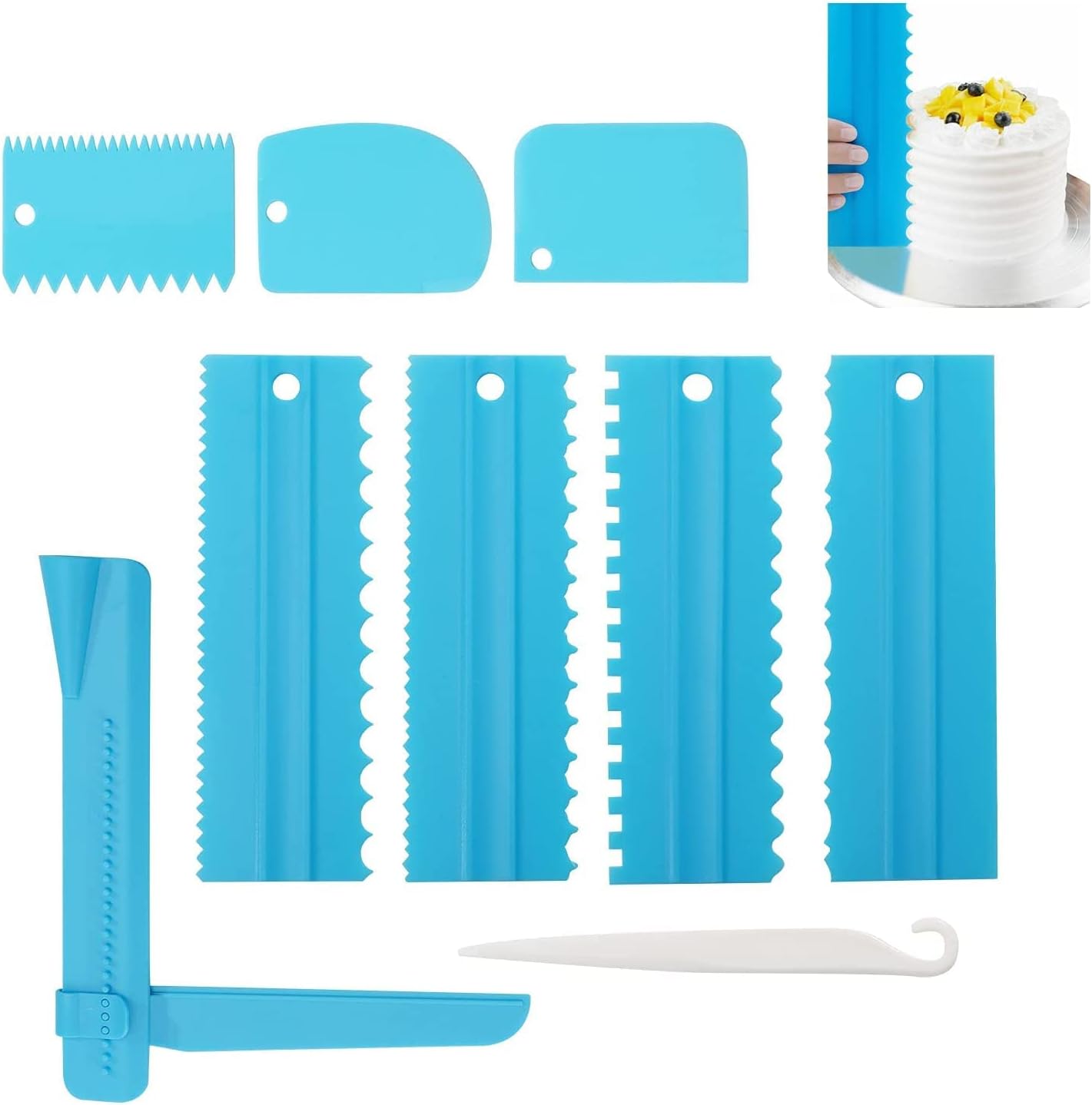 Cake Scraper Cake Decorating Combs, 9Pcs Cake Scraper Set with