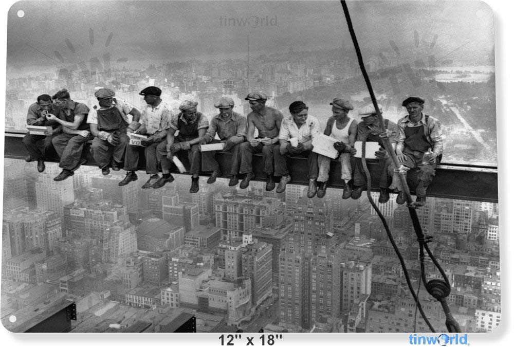 Empire State Building Workers Construction New York Metal Decor A358 Tin Sign 7.8Inch*11.8Inch