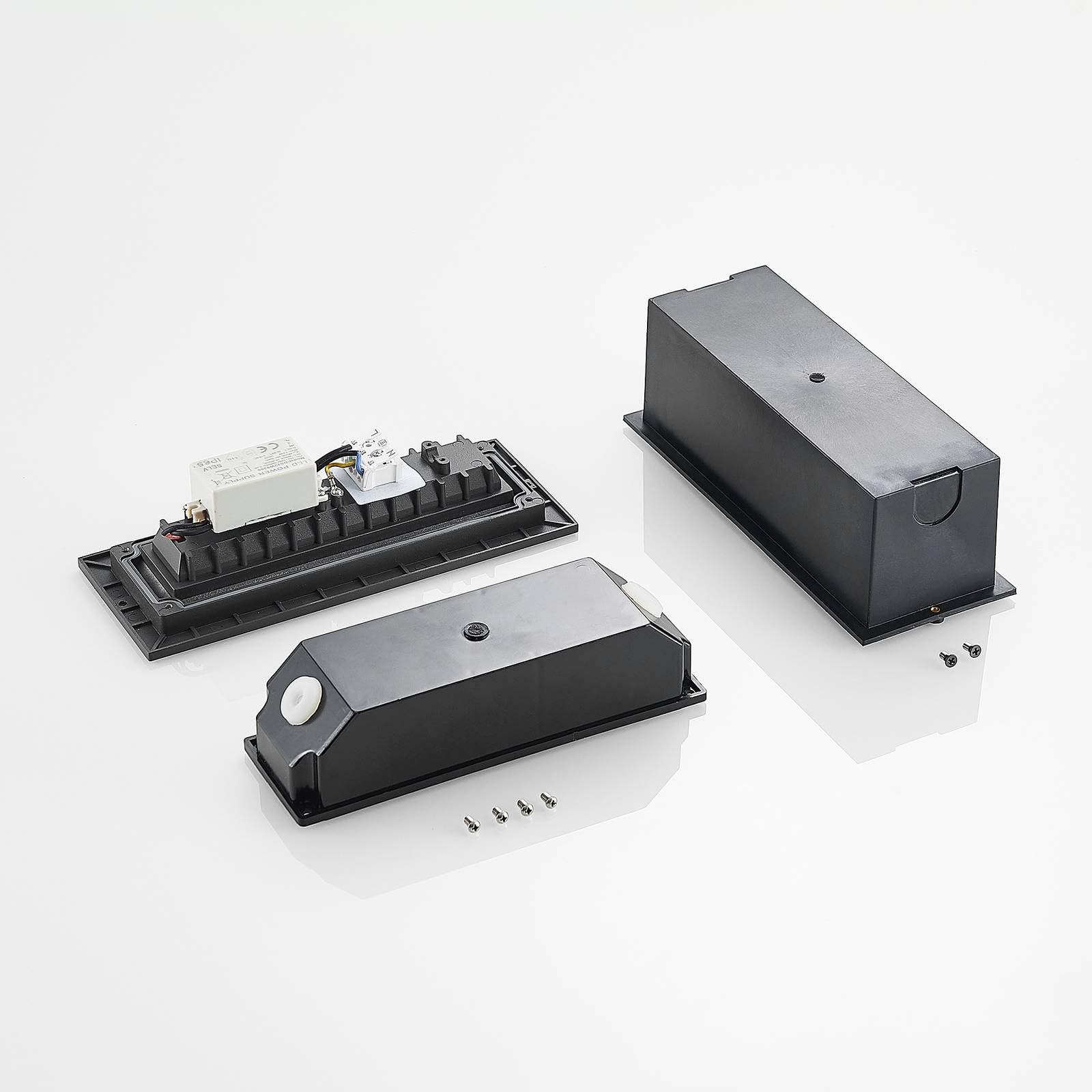 Lucande LED Lámpara de pared exterior Lachlain (Moderno) en Gris hecho Aluminio (1 llama, lámpara empotrable para exteriores, aplique exterior/fachada vivienda